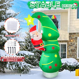7FT Inflatables Christmas Tree 7FT Christmas Tree Inflatable Outdoor Decor Combined with Santa Penguin Xmas Tree Blow Up Yard Decor with Built-in 5 LEDs for Yard Garden Law(with Storage Bag)