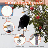 Owl to Keep Birds Away, 3 Pack Bird Scare Hawk Fake Owl, Reflective Hanging Bird Decoration, Bird Control Device to Keep Birds Pigeon Woodpecker Away from Patio Garden