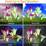 ostritec Solar Lights Outdoor Waterproof, 4 Pack Garden Decor Lights, 16 Multi-Color Changing Lily Solar Flowers for Yard Patio Pathway Decor, Gifts for Women Mom (4 Pack)