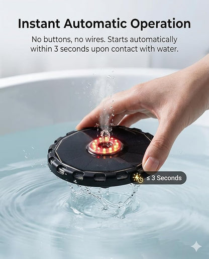 Solar Powered Water Fountain for Kids Bath, Multiple Spray Patterns, Floating Pump, PP, Weather Resistant, for Tub and Garden