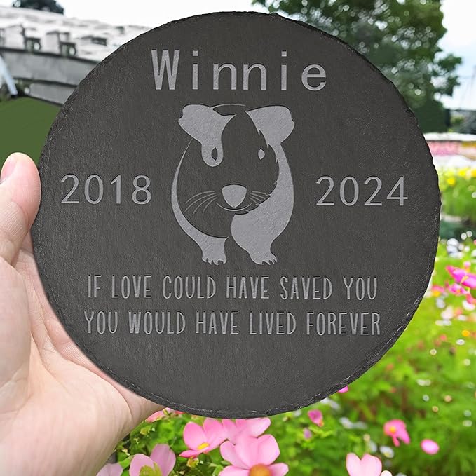 Guinea Pig Memorial Stone Guinea Pig Garden Statue - Guinea Pig Memorial Gifts - Guinea Pig Tombstone - Guinea Pig Loss Gift - Loss of Pet Guinea Pig - Round