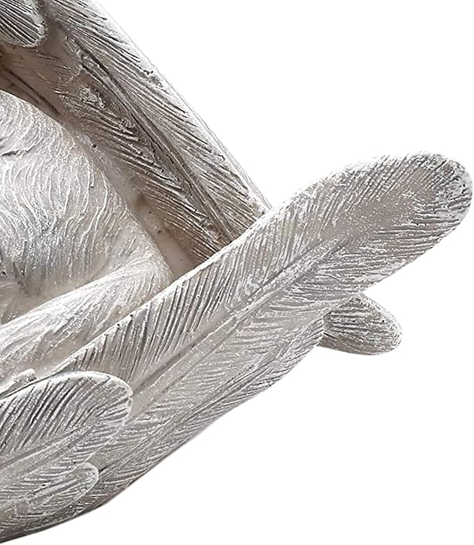 Napco Sleeping Cat Within Angel Wings 8.5 x 5.5 Resin Stone Pet Memorial Figurine, Concrete Grey