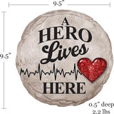 Spoontiques - Garden Décor - A Hero Lives Here Stepping Stone - Decorative Stone for Garden