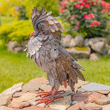 Zaer Ltd. Great Horned Owl Metal Garden Accent, Indoor/Outdoor Decor, Hand-Painted Black-Grey Finish (16" Tall Hickory)