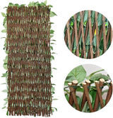 GLANT Expandable Fence Privacy Screen for Balcony Patio Outdoor,Decorative Faux Ivy Fencing Panel,Artificial Hedges (Single Sided Leaves) (4, White Rose)