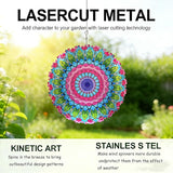 Mandala Metal Wind Spinner Outdoors - Large 12 Inch 3D & Indoor Hanging Decor, Garden & Yard Ornament | Unique Kinetic Sculpture Gift for Women, Boho Porch & Lawn Decor - Christmas Thanksgiving Gift