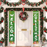 Ivenf Outdoor Christmas Decorations Yard: Cute Green White Front Porch Sign Banner, Welcome Merry Christmas Candy Decorations for Home, Indoor Outdoor Xmas Wall Front Door Yard Garage Décor