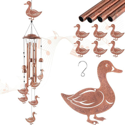Marsui Wind Chimes for Outdoor Garden Decor, Mushroom Duck Pentagram Yard Decoration, Cute Small Wind Chimes for Garden Lovers, Housewarming Gifts for Women Mom (Duck Style)