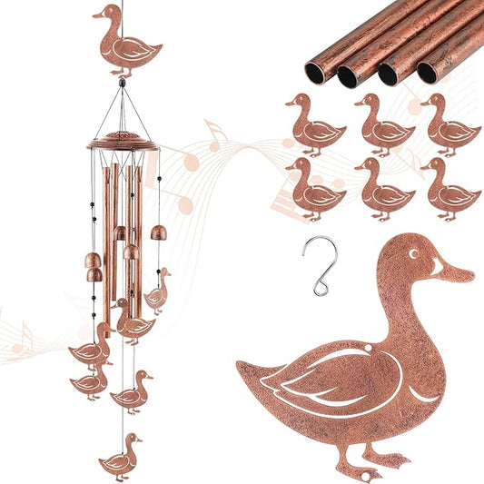 Marsui Wind Chimes for Outdoor Garden Decor, Mushroom Duck Pentagram Yard Decoration, Cute Small Wind Chimes for Garden Lovers, Housewarming Gifts for Women Mom (Duck Style)