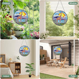 Giraffe Stained Glass Window Hanging Suncatcher with Chain - 7.9" Outdoor/Indoor Art Decor for Home Garden, Thanksgiving, Wedding, Mother's, Valentine's & Christmas Ornaments Present Gifts