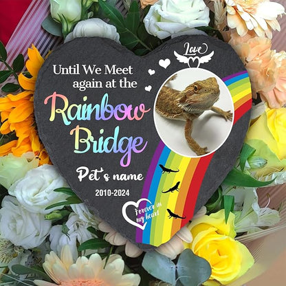 Cowcute Personalized Bearded Dragon Memorial Stone - Customized Sympathy Gift, Custom Garden Stone Grave Marker Headstone for Bearded Dragon, Heart Shaped