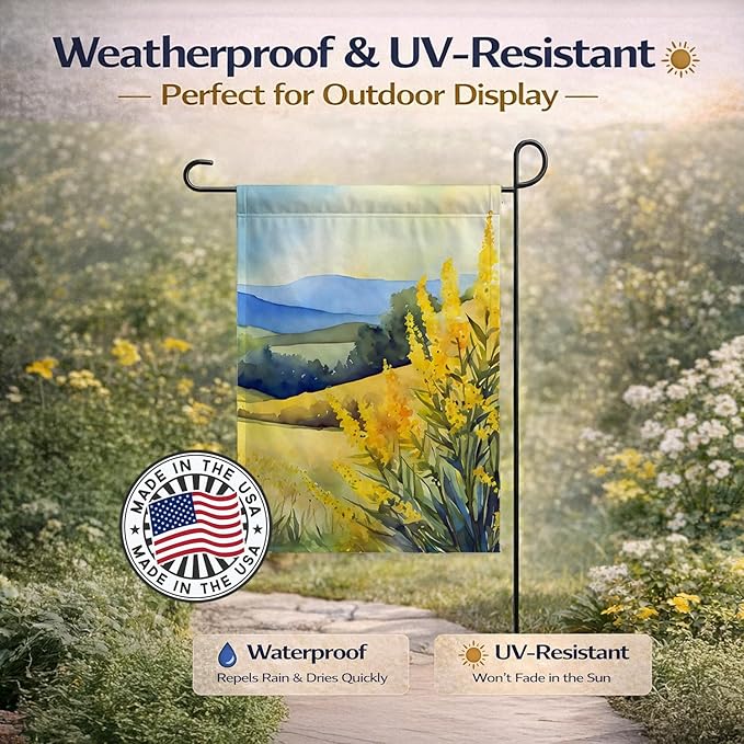 Caroline's Treasures Kentucky Goldenrod in Watercolor Garden Flag Mailbox Flag Decorative Yard Flag Banner Outside Patio Artwork Yard Flower Beds, Garden Size, Multicolor