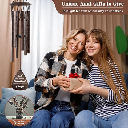 Aunt Gifts from Niece Nephew, 32" Bronze Wind Chimes for Aunt Birthday Gifts, Christmas Thanksgiving