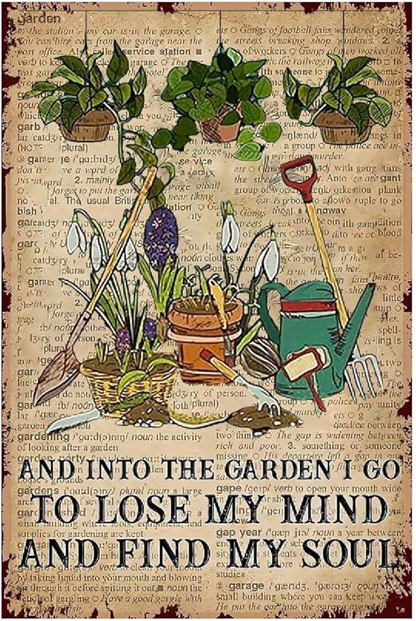 Funny Flowers Metal Sign, Metal Country Rustic Tin Sign, to Lose My Mind and Find My Soul, Yard Sign Garage Farm Outside Garden Wall Decor Sign Plaque Outdoor for Home Fence 8 X 12 Inch