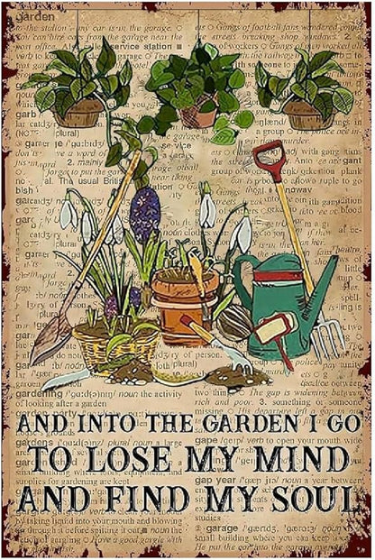 Funny Flowers Metal Sign, Metal Country Rustic Tin Sign, to Lose My Mind and Find My Soul, Yard Sign Garage Farm Outside Garden Wall Decor Sign Plaque Outdoor for Home Fence 8 X 12 Inch