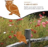 Yardwe Owl Garden Stake 9.84In Metal Outdoor Yard Decor with Branch Design for Lawn Patio and Garden Decoration