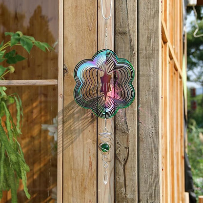 Phuryllic Wind Spinners Outdoor, Garden Decor, Bird Deterrents for Outside, 3D Metal Yard Decorations for Patio & Backyard, Unique Gardening Gifts for Women & Moms - Flower Star