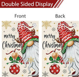 Heyfibro Merry Christmas Gnome Garden Flag 12x18 Double Sided Burlap, Christmas Ball Snowflake Garden Yard Flags for Winter Holiday Xmas Yard Outdoor Decoration(ONLY FLAG)