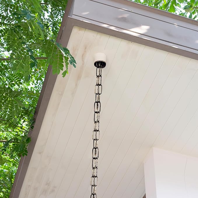 LOFIR 16.5 FT Matte Bronze-Colored Rain Chain with Hooks - Rain Chains for Outside - Adjustable Rain Catcher Chains with Bell for Eaves Drainage - Easy Install Bronze-Colored (Diameter 3mm)