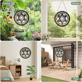Star of David Stained Glass Window Hanging Suncatcher with Chain - 7.9" Outdoor/Indoor Art Decor for Home Garden, Thanksgiving, Wedding, Mother's, Valentine's & Christmas Ornaments Present