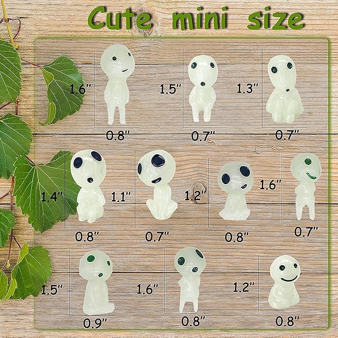 20Pcs Glow in Dark Statues Fairy Garden Accessories Outdoor Luminous Ghost Gnome Elves Miniature Decorations for Decor Plant Tree Patio Lawn Terrace Balcony Yard Micro Landscape Kit