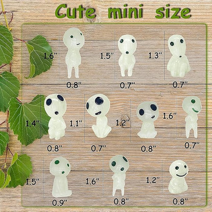 20Pcs Glow in Dark Statues Fairy Garden Accessories Outdoor Luminous Ghost Gnome Elves Miniature Decorations for Decor Plant Tree Patio Lawn Terrace Balcony Yard Micro Landscape Kit