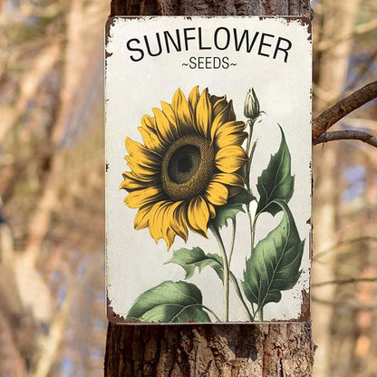 Vintage Tin Signs Retro Art with Sunflower Patterns & Fun Sayings - Perfect Wall Decor for Hippies, Boho Fans & Fairy Garden Lovers. Sun-Soaked Colors & Metal Material Add Rustic Charm - 12x8 Inches