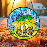 Stained Glass Suncatcher Window Hanging, Glass Sun Catchers Window Art, Suncatcher for Grandma/Mom/Women (Snail)