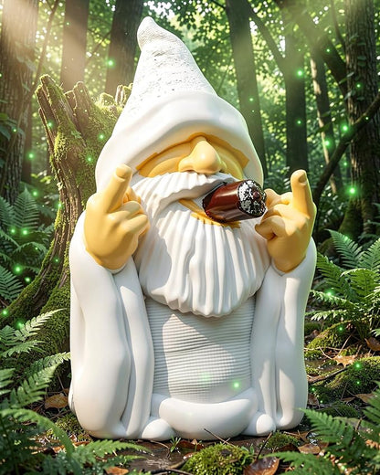 Leverse Middle Finger Decor Statue, 5.9in Smoking Wizard Dwarf- Funny Garden Gnomes Outdoor Decorations for Lawn Patio Yard Home Decor Easter Halloween