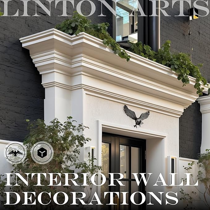 Linton Arts Metal Eagle Wall Decor – Cast Iron Patriotic Decoration Wall Art for Outdoor & Indoor, American Eagle Wall Hanging for Home, Garden, Patio, Door,Garage Decoration