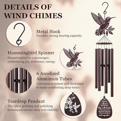 Memorial Wind Chimes for Loss of Loved One, Hummingbird Wind Chimes,Sympathy Gifts for Loss of Loved One, Bereavement Gifts Idea,Home Decor Outdoor Garden Patio (37 in) (Those We)