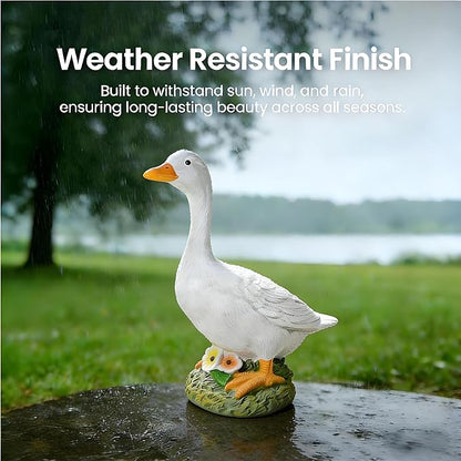 Garden Outdoor Decor Goose Flower Statue, 9.5 Inch Goose Figurines Garden Statues & Sculpture Decor for Patio, Porch and Lawn, Goose Memorial Stone