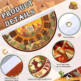 6 Pcs Western Party Decorations Cowboy Bunting Fan Flags Wild West Cowboy Hanging Half Fan Banners 1.5 x 3ft Rustic Country Cowgirl Bunting Decor for Outdoor Indoor Garden Yard Western Party
