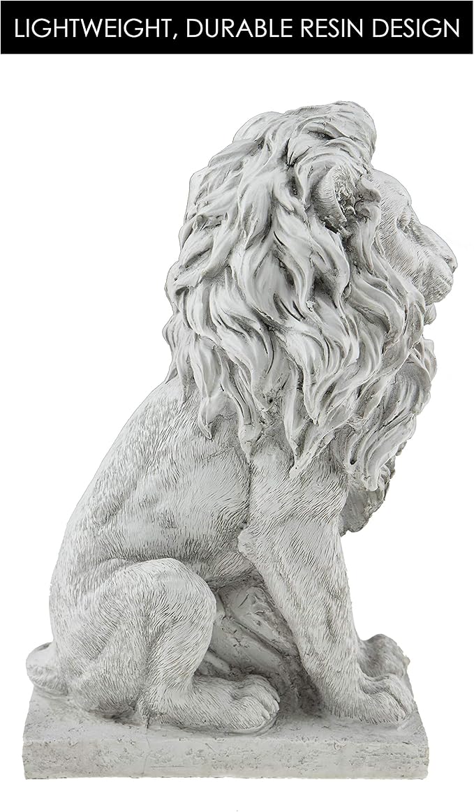 Lion Resin Garden Statue | Outdoor Indoor Figurine Gift Decoration for Home Décor, Patio, Yard, and Garden