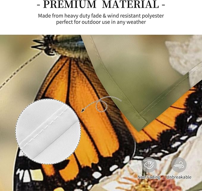Spring Butterfly Flowers Flag 3x5 Ft Outdoor Flags Vertical Double Sided Garden Flag Funny Outside Yard Flag Party Banner for Wall Art Hanging Poster Indoor Outdoor Decoration