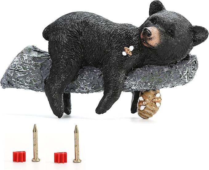 Outdoor Black Bear Decor - Cub Napping & Hanging Out Faces Figurine - Peeker Sculpture Up in Trees - Yard Decorations - Resin Funny Baby Bear Statue - Garden