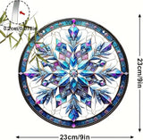 Banax Snowflake Hanging Stained Glass for Windows,23cm/9 inch Hand-Painted Sun Catcher Garden Hangings Christmas Mother's Day, Valentine's Day Ornaments Festival Gift