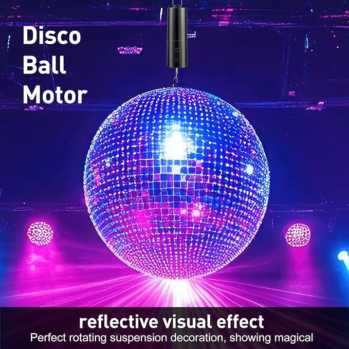 DuBant Battery Operated Wind Spinner & Free Stainless Steel Swivel Hook, Disco Ball Hanging Display Motor, Black Rotating Motor Hanging Spinner for Garden Outdoor Decor (Battery Not Included)