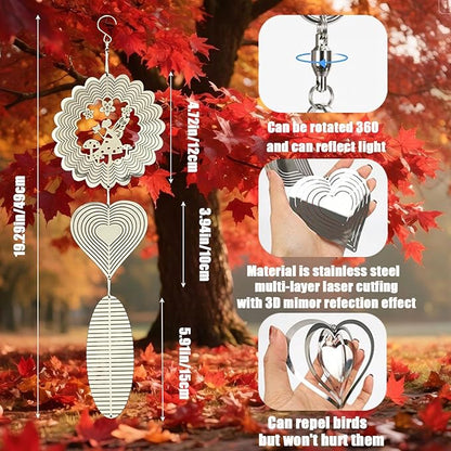 Stainless Steel Wind Spinner,3D Silver Indoor Outdoor Garden Decoration Crafts Ornaments,Metal Wind Chimes for Outside Decor,Decorations to Scare Away Yard Birds (Fairy)