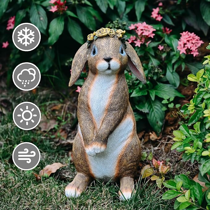 Bunny Garden Statue,Funny Rabbit Figurines Resin Animals Outdoor Statue Bunny Figurines for Yard Porch Patio, Easter Decorations Gifts for Grandma Mom Women,11.2In