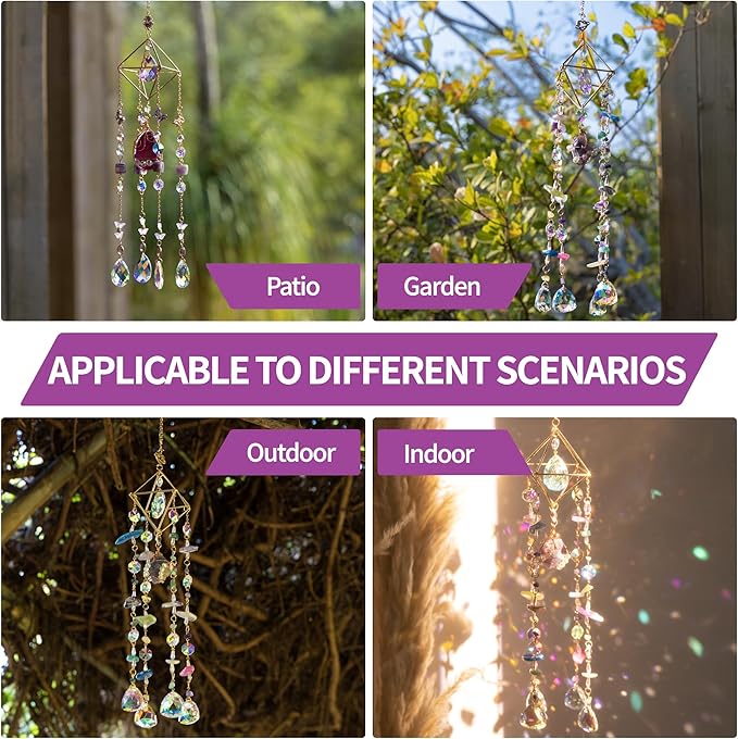 Crystal Suncatcher for Window Hanging Rainbow Boho Sun Catcher Hanging Crystal Decor Garden Outdoor Home Decoration