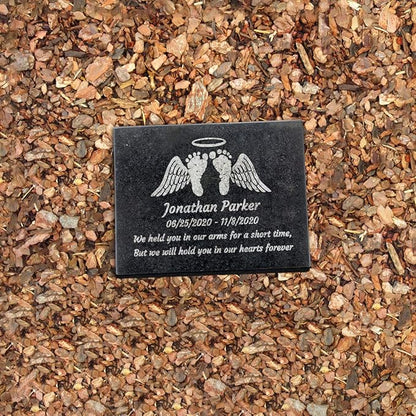 PlaqueMaker Black Granite Memorial Headstone Or Garden Memorial for Lost Infant or Child - Include You Personalized Text. Can be Used as a Sympathy Gift, Garden Stone or Grave Maker (8 x 4 x 1)