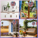 Rngmsi Wind Spinners Outdoor Garden Decor for Outside, 3D Metal Sunflower America Flag Hanging Decor Kinetic Art for Yard, 12 in Stainless Steel Hanging Gifts for Women Housewarming