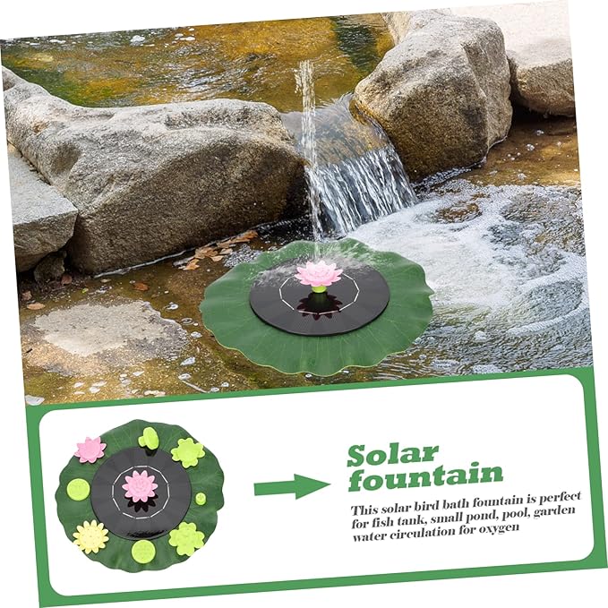 MERRYHAPY Solar-powered Floating Fountain with Nozzles for Ponds and Gardens Durable Lotus-leaf Design for Summer Outdoor Decor