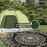 Pauwer Waterproof Outdoor Rug 6x9, Reversible Plastic Straw Patio Camping Rug, Indoor Outdoor RV Mat Carpet for Deck, Camper, Porch, Balcony, Backyard, Picnic, Boho Black Brown