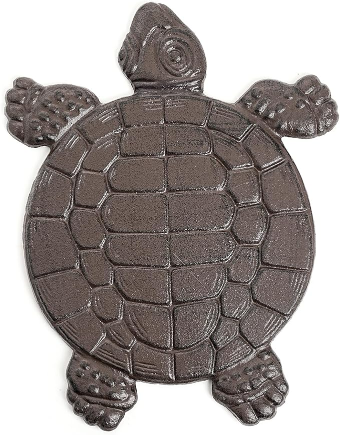 Sungmor Cast Iron Turtle Stepping Stones, Sturdy Metal Stepping Mat for Front Door, Outdoor Walkway Decorative Statue, Garden Path Pavers for Yard Lawn Landscaping