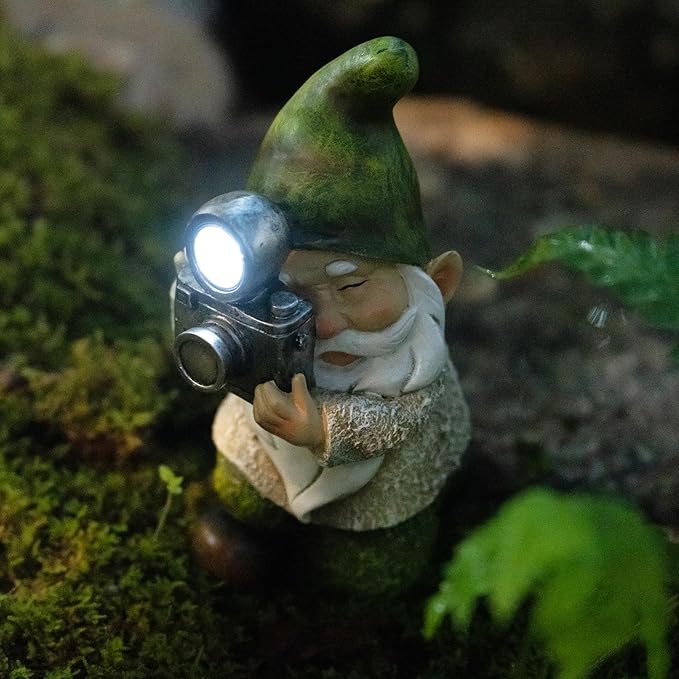 Garden Gnomes Decorations for Yard - Garden Gnome Solar Statue Funny Outdoor Decor for Yard,Patio,Lawn,Unique Housewarming Gifts