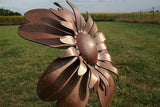 Metal Rustic and Colorful Flower Stakes Ranging from 9.5 to 36 Inches Tall (Sunflower Stake 34" Tall, Naturally Rusted)