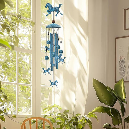 Horse Windchimes Outdoors, Decorative Wind Chimes Horse Gifts for Women/Men, Memorial/Birthday Gifts, Garden Decor for Outside, Patio or Yard, Durable Chimes for Outdoors