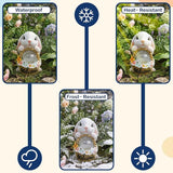 Solar Garden Outdoor Statues Rabbit with Flower Basket, Ideal Gift for Mom, Daddy, Cute Bunny Statue Decor for Lawn, Patio, Yard(White Rabbit)